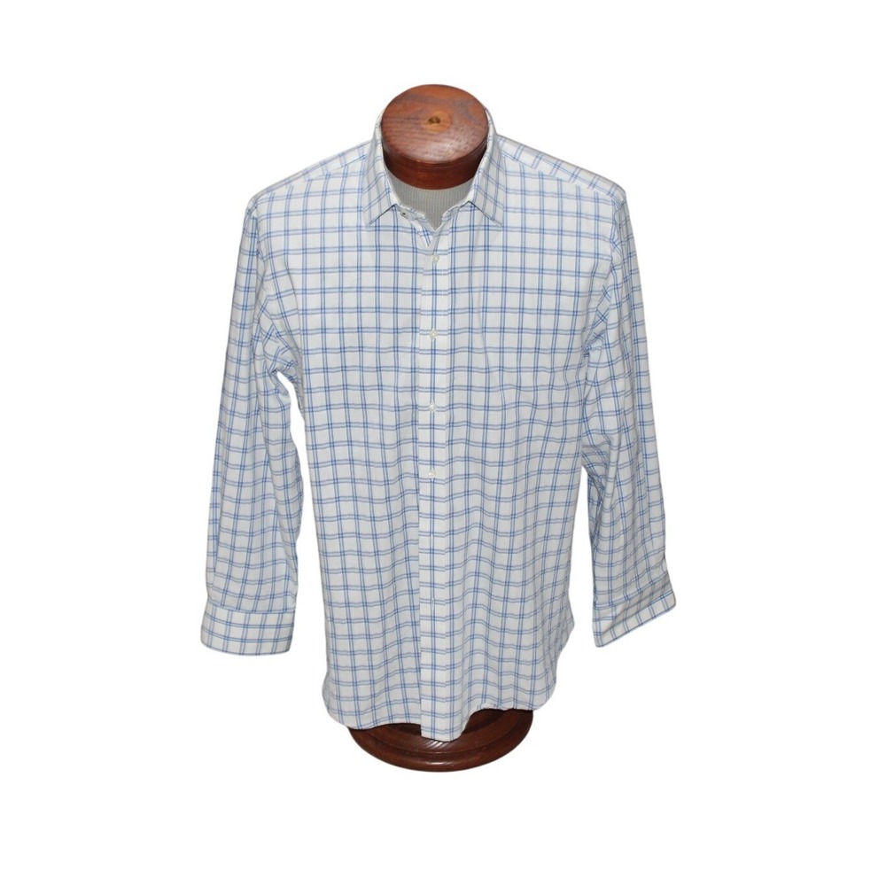 Nordstrom Men's Shop Plaid Button Down Shirt | Blue White Check | 15.5 / 32–33